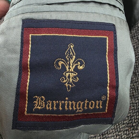 Vintage Barrington Wool Jacket Mens 38R Gray Herringbone Tweed Blazer Structured - Picture 9 of 15